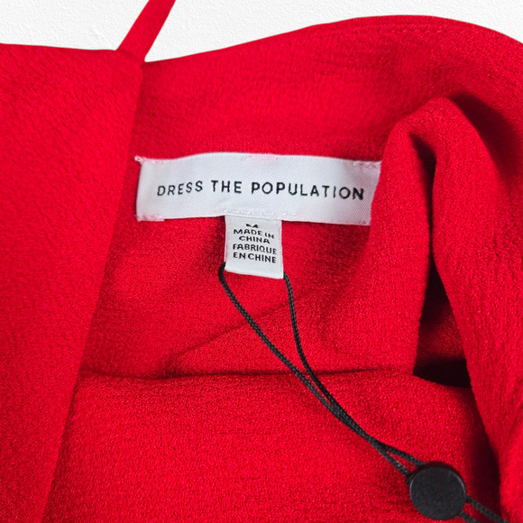 Dress the Population Red Rouge Stevie V Neck Wide Leg Belt Jumpsuit Size Medium - Picture 12 of 15